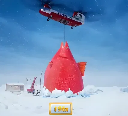Red fish catch scene from Ice Fishing