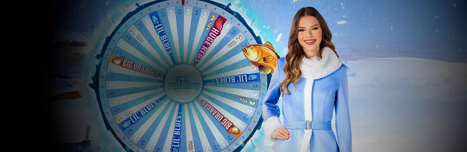 Ice Fishing game artwork showing the wheel and presenter